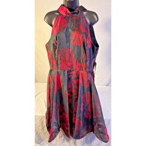 NWT Melonie Fit & Flare Dress Floral Size 16 Womens Red Black XL Valentine’s Day